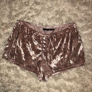 Light pink velvet shorts